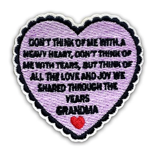 Loving Memorial Family Patch 3 Inches Memory Heart Family Memories Gifts Remembrance Iron On/Sew On Embroidery Fabric Applique Patches for Trucker Hats Clothes DIY Accessories (Style 3, Grandma) - color: Style 3, size: Grandma