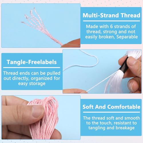 Embroidery Thread, 12 Skeins Rainbow Color Cotton Embroidery Floss - color: Rainbow Series