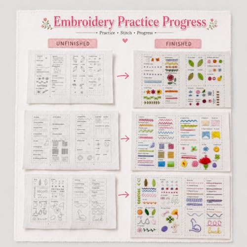 spicssa Beginner Embroidery Stitch Book Kit, 79 Stitches, Video Tutorials