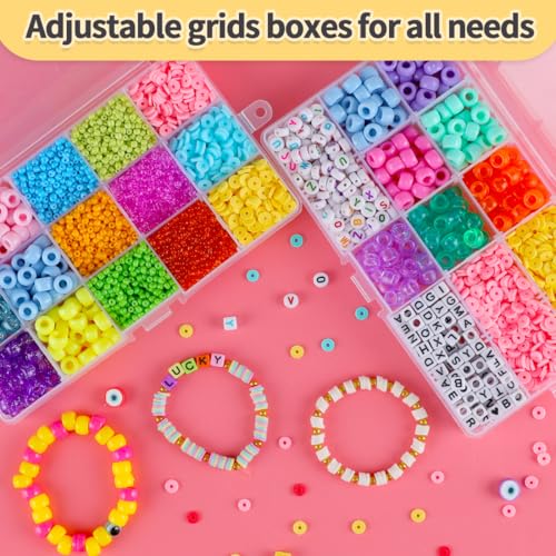 IOOLEEM Bead Organizer Box, 15 Grids 4 Pack Adjustable Dividers Storage Box - color: Clear, size: 15 Grids Adjustable (4 pack)