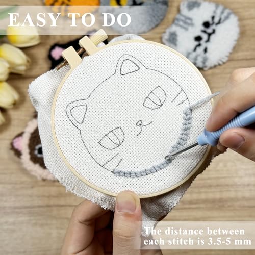 Morledoa Punch Needle Coasters Kit, Cat Punch Needle Kits Adults Beginner