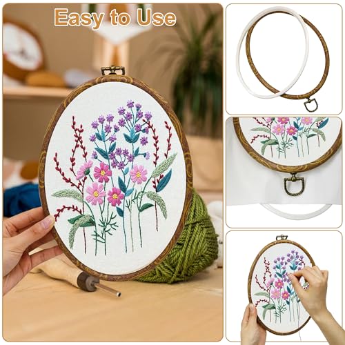 Oval Decorative Embroidery Hoop - 3 Pieces 9*6.5 inch Imitated Wood Cross Stitch Hoops Set, Resin Embroidery Frame for Display Sewing Craft Hanging Ornament - style: Oval-9*6.5inch-3pcs