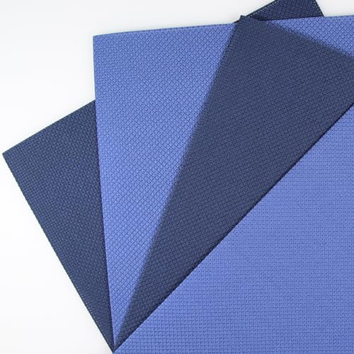 KCS 4 pc of 12" x 18" (30cmx45cm) 14CT Counted Cotton Aida Cloth Cross Stitch Fabric (Jeans Blue+Navy Blue) - color: Jeans Blue+navy Blue