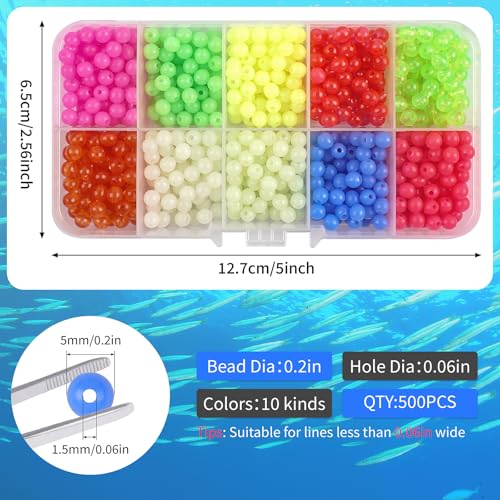 Fishing Beads Assortment Kit, 1000pcs 5mm Round Plastic Fishing Line Beads