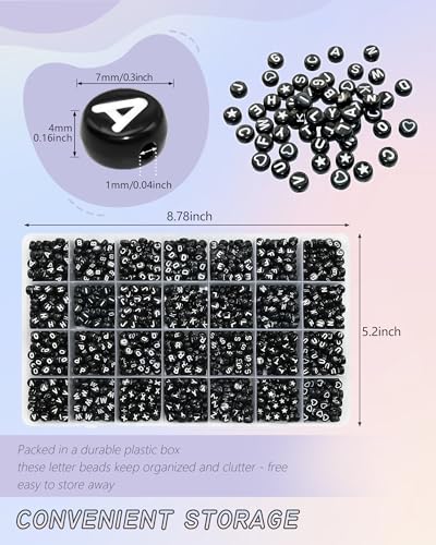 Looconi 1400pcs Black Letter Beads Star and Heart Beads 7x4mm Alphabet for Jewelry Making - color: Blacklheartstar, size: 7x4mm