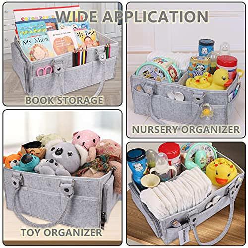 XUANGUO Large Baby Diaper Caddy Organizer, Felt Basket with Handles, Grey - color: grey
