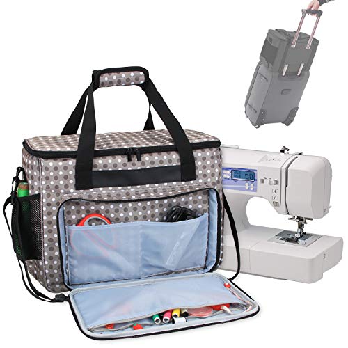 Teamoy Sewing Machine Case, Carrying Tote Bag Storage Organizer, Gray Dots - color: Gray Dots