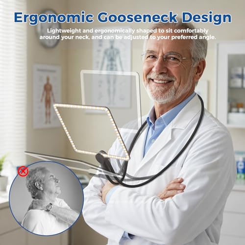 Rechargeable 5X Magnifying Glass with Light, Neck-Wearable