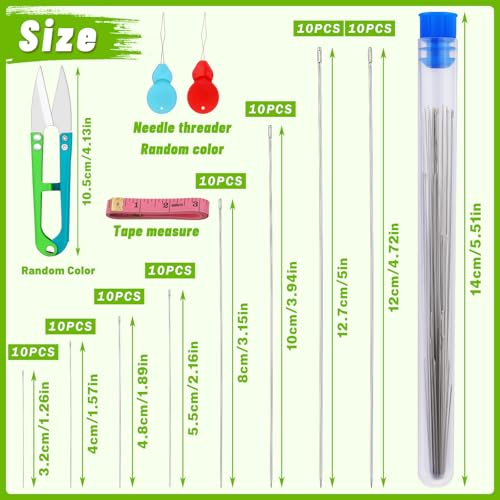 UOOU 85 Pcs Beading Needles, 8 Sizes Long Straight Bead Embroidery Needles - style: Regular