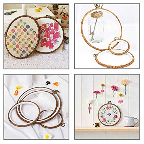 5PCS Oval Embroidery Hoops 5 x 4 Inch Imitation Wood Hoops for Cross Stitch