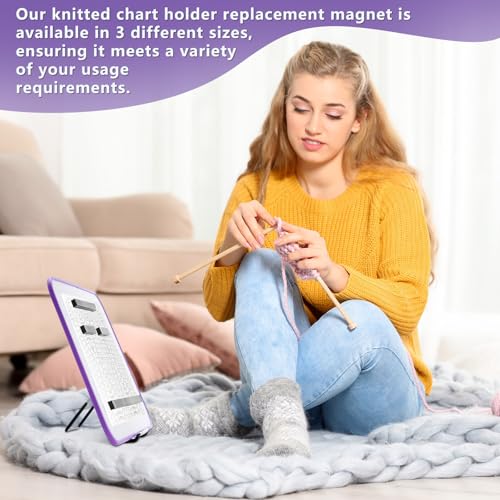 Flutesan 8 x 12 Inches Knitting Pattern Holder with 4 Replacement Magnets Knitting Chart Keeper Cross Stitch Magnetic Board Cross Stitch Accessories and Supplies for Crochet(Purple Border) - color: Purple Border, size: 8.27 x 11.81 Inches