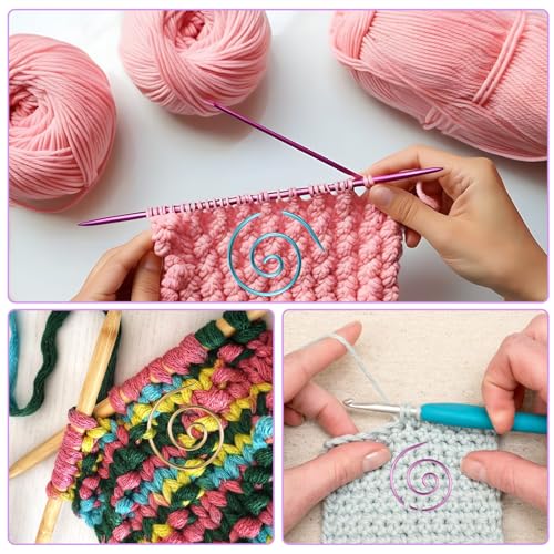 9PCS Spiral Cable Knitting Needle, Metal Cable Knit Needle Stoppers for Yarn Sewing Knitting Beginners Circular Needles Knit Tool Cable Needles Shawl Pin