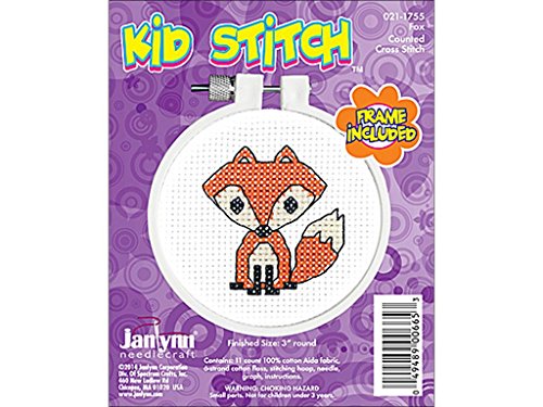 Janlynn 21-1755 Kid Stitch 11 Count Fox Mini Counted Cross Stitch Kit, 3-Inch
