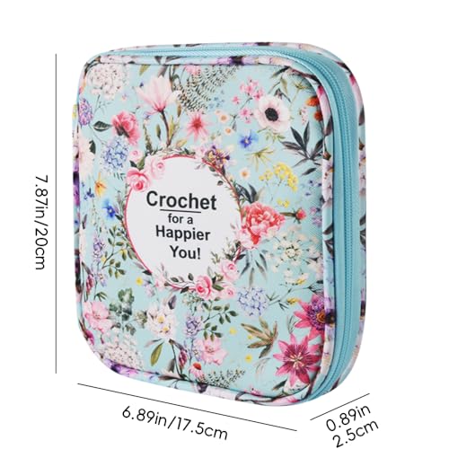 Crochet Hook Case,Portable Zipper Storage Organizer Bag for Crochet Hooks, Knitting Needles, Project & Sewing Supplies, Lightweight,Easy to Hold (No Accessories Included).Blue Summer Flower - color: blue summer flower