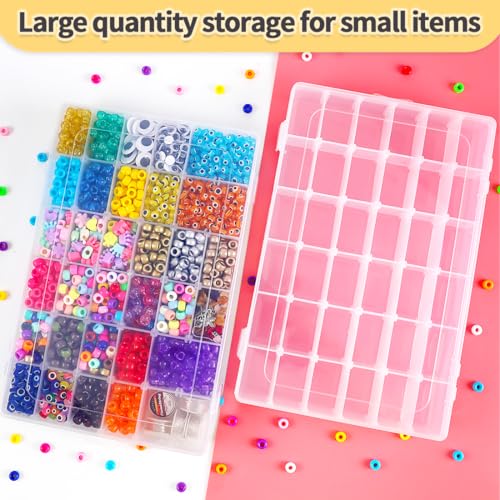 IOOLEEM Bead Organizer Box, 36 Grids Adjustable Dividers Storage Box - color: Clear, size: 36 Grids Adjustable (1 pack)