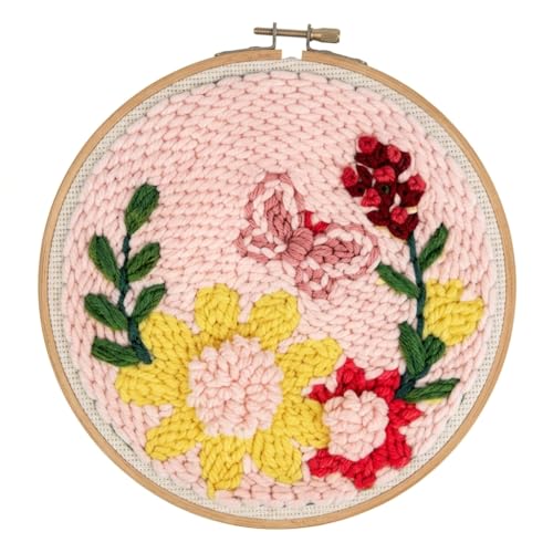 Meoe&heome Punch Needle Kit for Beginners, DIY Embroidery Set with 20+ Patterns(Pink Cluster) - color: Pink Cluster