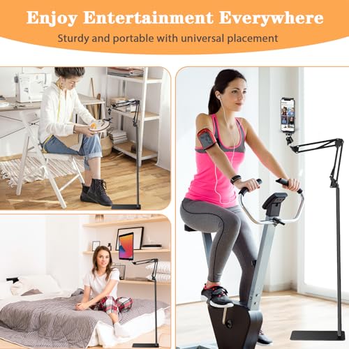 Adjustable Embroidery Hoops Stand for Hand Work,Cross Stitch Frame with 360° Rotation, Embroidery Stand Lap Suitable for Embroidery Kit,3-in-1 Hoop/Tablet/Phone Holder Floor Stand, Black - style: Black