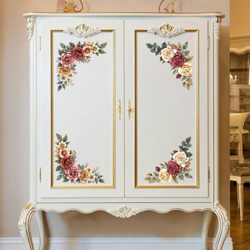 Peacoblue Vintage Floral Corner Rub On Transfers for Furniture Craft 6"x12" - style: Vintage Floral Corner