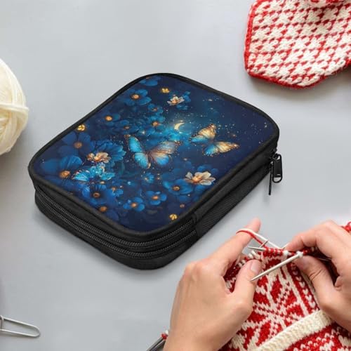Kathyboom Butterfly Crochet Case - Hook & Accessory Organizer, Stand-Up Holder for Knitting & Crochet Supplies - color: Butterfly