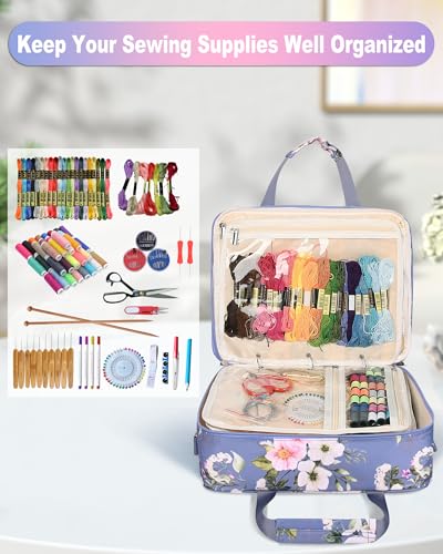Sewing Supplies Organizer Bag with Removable Binder, Flower - color: Flower