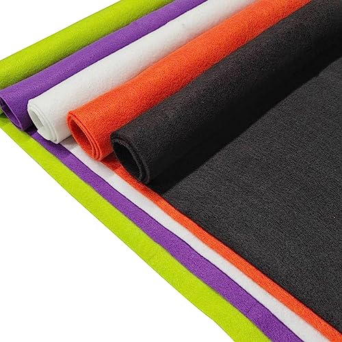 Jtnohx Large Soft Felt Sheets Felt Fabric for Crafts Halloween Color 5Pcs - color: Halloween Colors Series