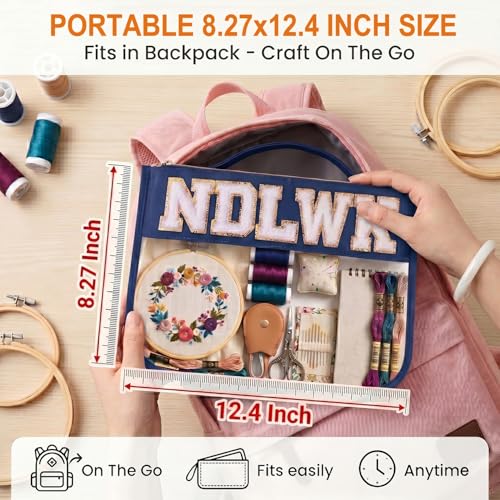VOOGLAN Needlework Project Bag (Empty), 8 x 12 Inch - color: Navy