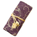 SmilerSmile Jewelry Travel Bag Embroidery Travel Jewelry Organizer with Tie Close Embroidered Flower Jewelry Roll for Women Girls (Vines, Purple) - color: Vines-Purple