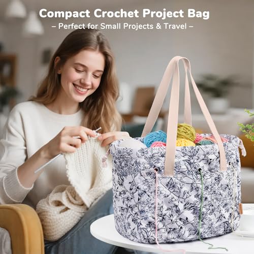 MYBAGZING Portable Crochet Bag Organizer with Crochet Hook Organizer Roll - color: Garden Harvest