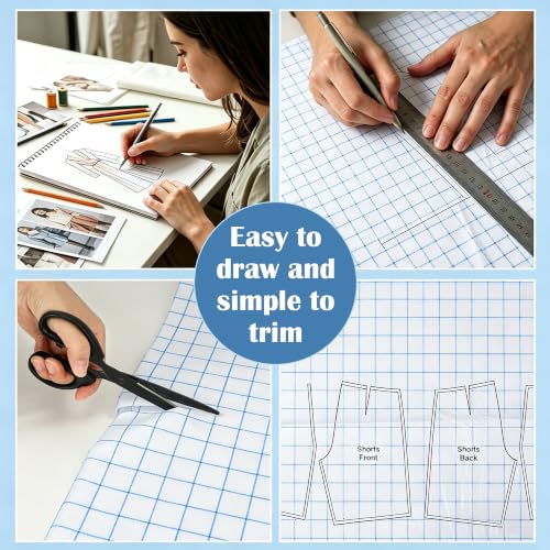 47 Inches X 10 Yards Non Woven Precut Pattern Paper for Sewing Grid Tracing Paper Crafting Spaced Every Inch Marking Sewing for Dressmaking Drawing - size: Grid 10 Yards