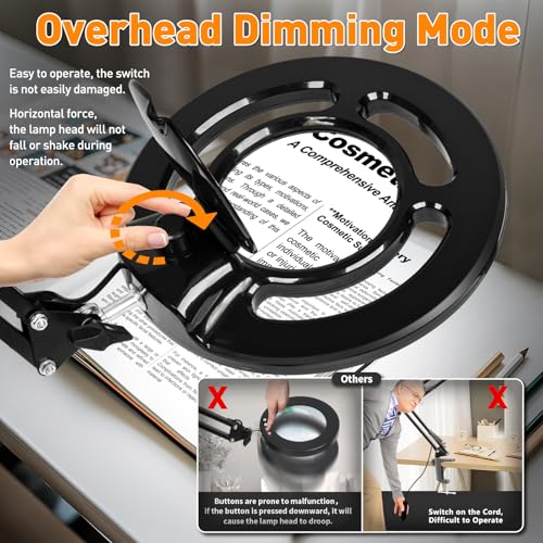 2200 Lumens Magnifying Lamp with Light, 10X Real Glass Lens - color: Black
