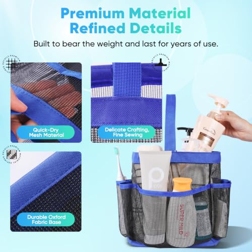 EUDELE Mesh Shower Caddy Portable for College Dorm Room Essentials,Shower Caddy Dorm with 9-Pocket Large Capacity for Beach,Swimming,Gym,Travel essentials, Blue - color: Black-Dark Blue