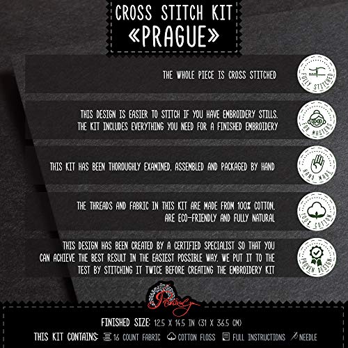 Hand Embroidery Kit 'Prague' Cross Stitch City Landscape Counted Pattern - color: Prague