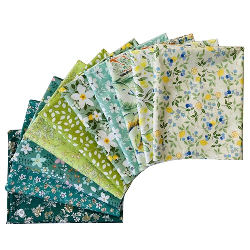 Fat Quarters Quilting Cotton Fabric Bundles for Sewing-10PCS Green Floral - color: Green Floral