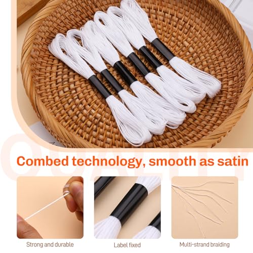 20 Skeins Embroidery Floss, White Bracelet String Embroidery Thread - color: 20 Skeins White