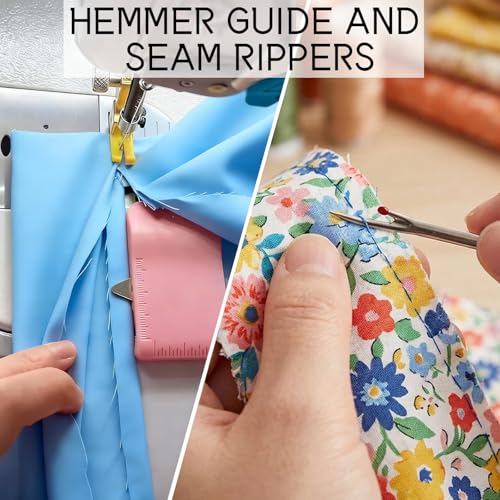 Magnetic Seam Guide for Sewing Machine - Hemmer Guide and Seam Rippers with Scale, Multi-Purpose Sewing Tool and Gadgets for Home Handicraft DIY (Pink) - color: Pink