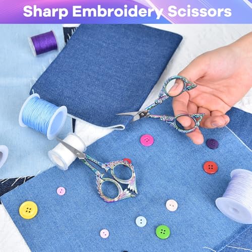 AQUEENLY Embroidery Scissors Small Sewing Scissors for Fabric Cutting 2 PCS