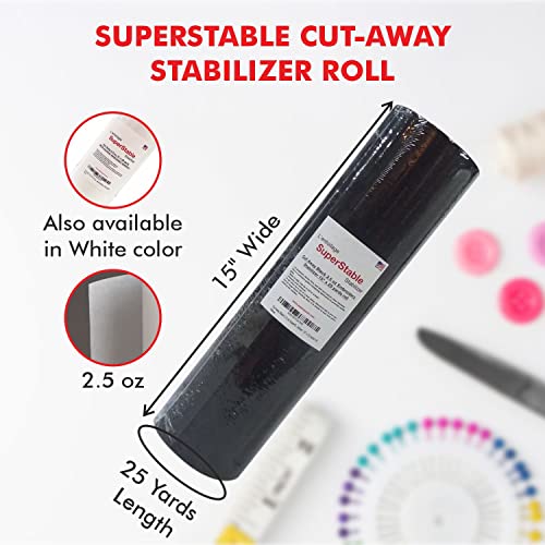 Superpunch Cutaway Embroidery Stabilizer, 2.5 oz, Black, 15 in x 25 yd - color: Black, size: 15" x 25 yards roll