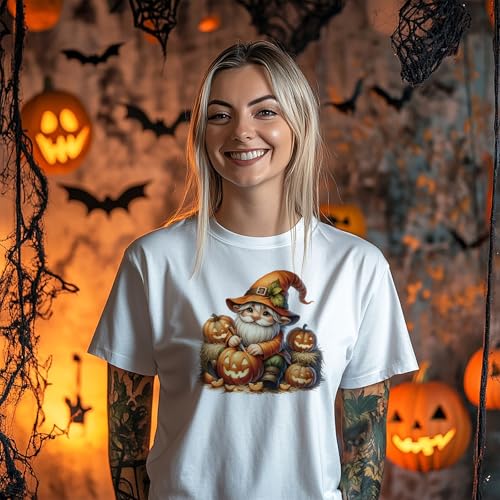Dazoratix Halloween Gnome Iron on Transfers - 20 Sheets Funny DTF Ready to Press Heat Patches Ghost Pumpkin Vinyl Stickers Decals for T Shirts Clothes Clothing DIY Crafts Bag Hat Appliques Decorations - style: Halloween Gnome