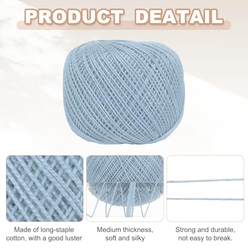 MECCANIXITY Crochet Thread Pearl Cotton Size 3 Sky Blue 164 Yards for Crocheting Tatting Knitting Embroidery Sewing - color: Sky Blue