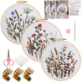 Herdiese Embroidery Kit for Beginners with 3 Floral Patterns - color: Flower-B (3 Pack)