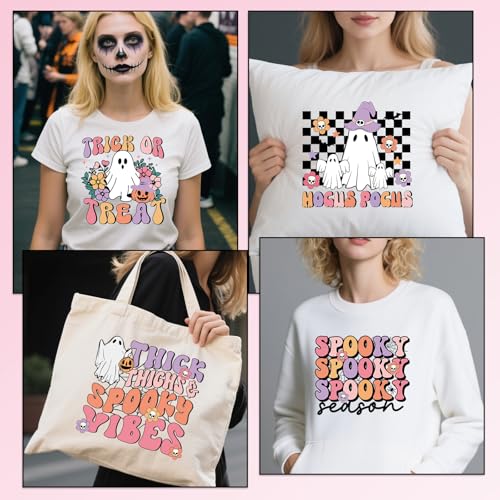 Dtf Transfers Ready to Press - 20 Pcs Halloween Iron on Patches for T-Shirts, Cut Ghost Bat Heat Transfer Designs Vinyl Stickers, Iron on Decals for DIY Clothes Bags - color: Halloween