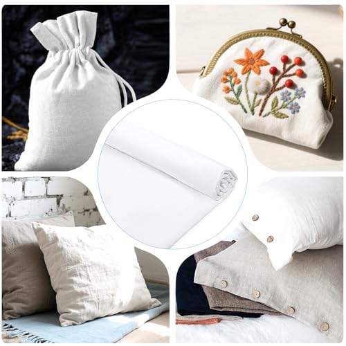 White Cotton Fabric By the Yard Lightweight Cotton Material Fabric 4.2oz White Muslin Cloth for Sewing Embroidery Quilting Fabrics for Apparel Garments Crafts 59" LX19.6 W (1.6X0.5 Yard)