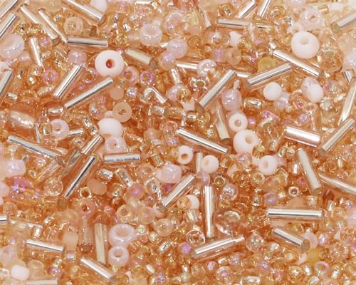Mixed Craft Beads 1000Pcs/20g Glass Seed Tube Bead Bugle Bead 1.5-4.5mm Small Loose Spacer Beads for DIY Bracelets Necklace Earring Jewelry Making (Champagne) - color: Champagne