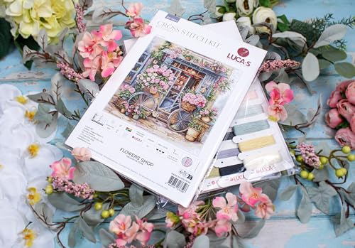 Luca-S Cross Stitch Kit Flowers Shop, BU5044, Counted Cross Stitch Kit for Adults, Needlecraft and Embroidery Kit