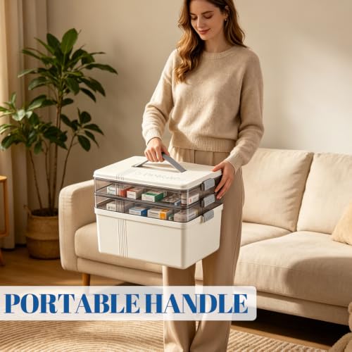 3 Tier Medicine Storage Box, Medicine Box with 7-Day Pill Case