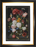 Thea Gouverneur - Counted Cross Stitch Kit - Still Life with Flowers in a glass Vase - 2 - Aida Black - 14 count - for Adults - DMC Embroidery Threads and other Cross Stitch Supplies Included - 785.07 - color: 785.07 Aida 14 Black