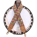 Nefelibata Banjo Strap,2"Wide Double Crazy Horse Leather Jacquard Embroidery Strap Adjustable Replacement,Multi-pattern Strap With Metal Clips - color: A#-green Embroidery