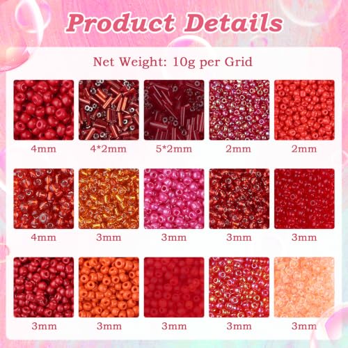 Red Seed Beads for Jewelry Making Glass Bugle Beads for DIY Craft - color: Red