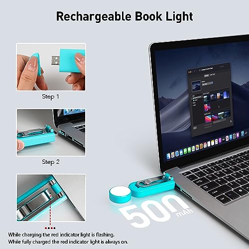 VAVOFO USB Rechargeable Book Light, Bookmark Clip on LED Reading Light - color: Blue