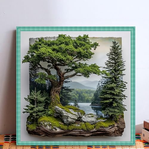 KYOQFVN Landscape Stamped Cross Stitch Kits for Adult Beginners - Scenery Needlepoint Counted Cross Stitch Kits, 11 CT Patterns Counted Cross Stitch Craft Kit for Home Decor14x14 Inch - color: SZXSENLIN